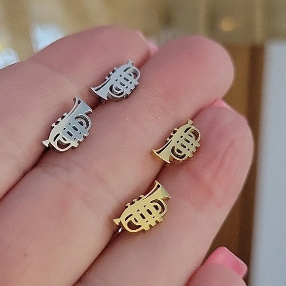 Trumpet Stud Earrings, choice of color - Picture 4 of 5